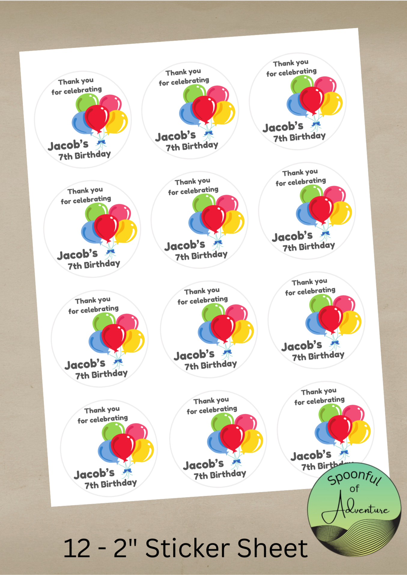 Birthday Party Thank You Stickers