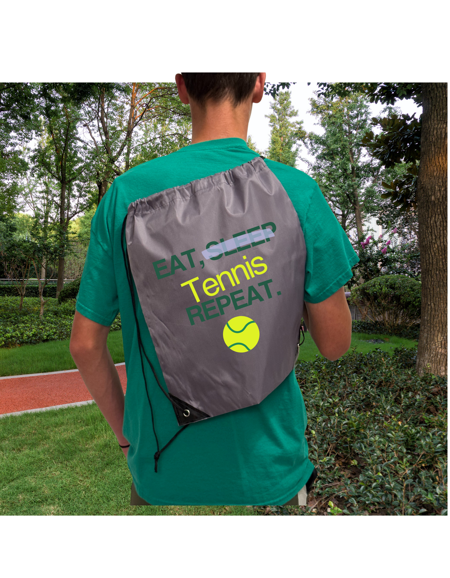 Eat, Sleep, Tennis Repeat Drawstring Bag