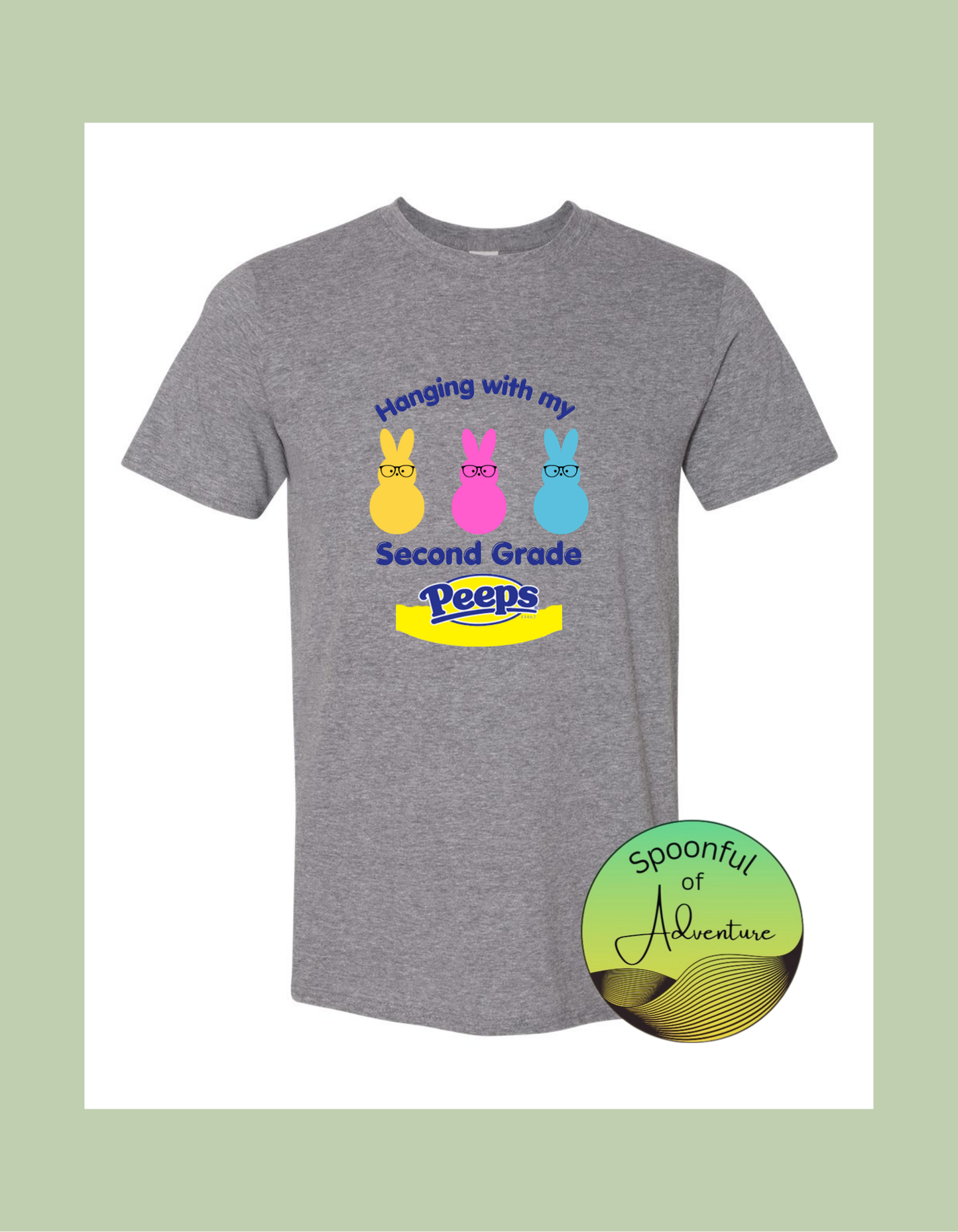 T-Shirt - "Hanging with my Second Grade Peeps" bunnies with glasses (Personalized)