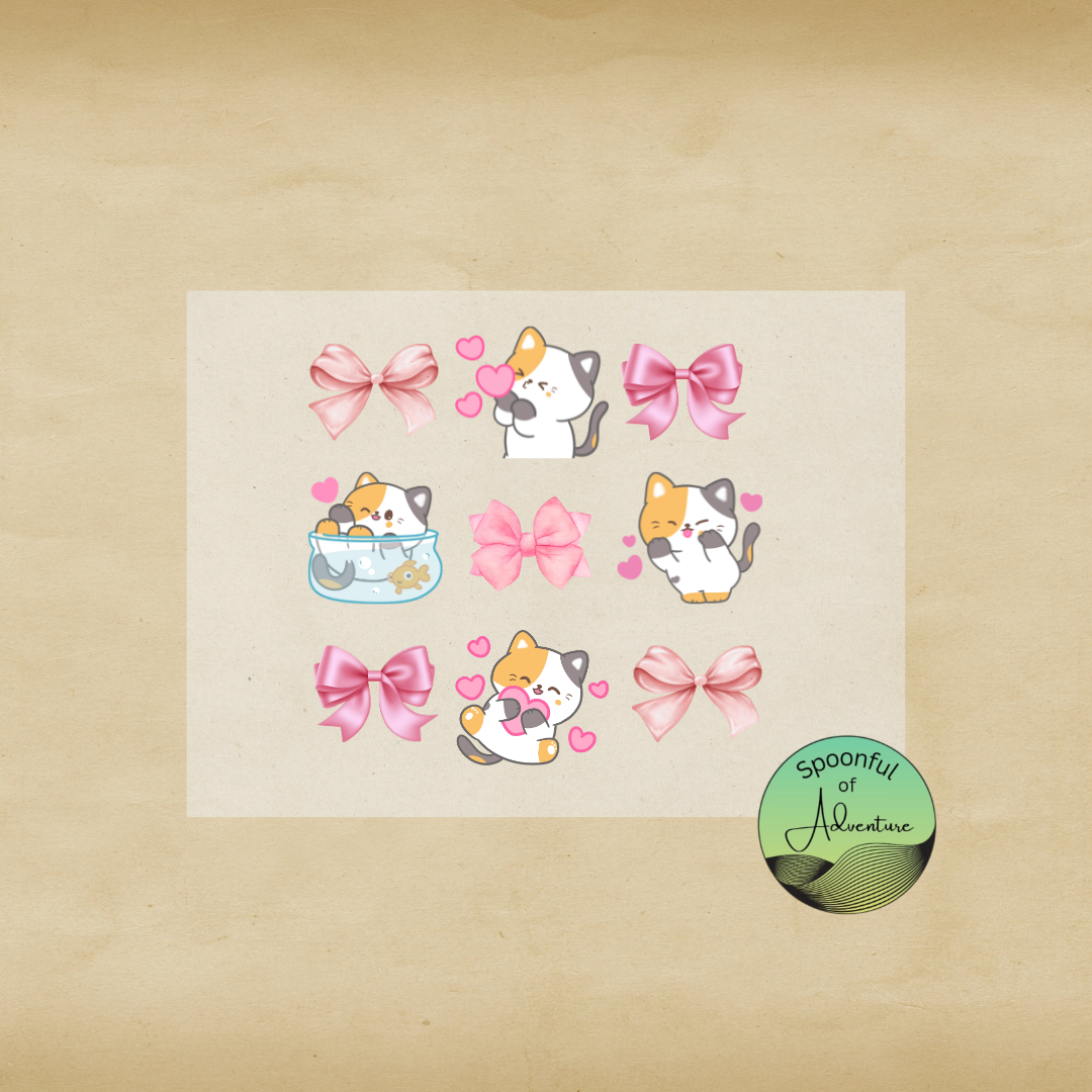 Ready to Press - Bows and Cats 3x3 Sheet