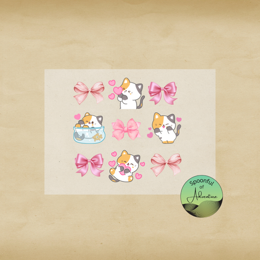Ready to Press - Bows and Cats 3x3 Sheet