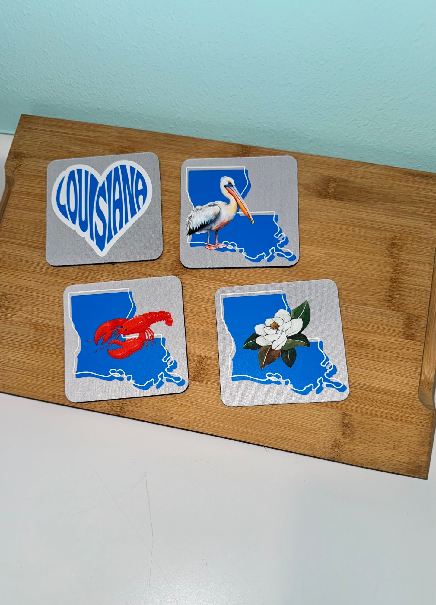 Louisiana Blue Towel and Coaster Set