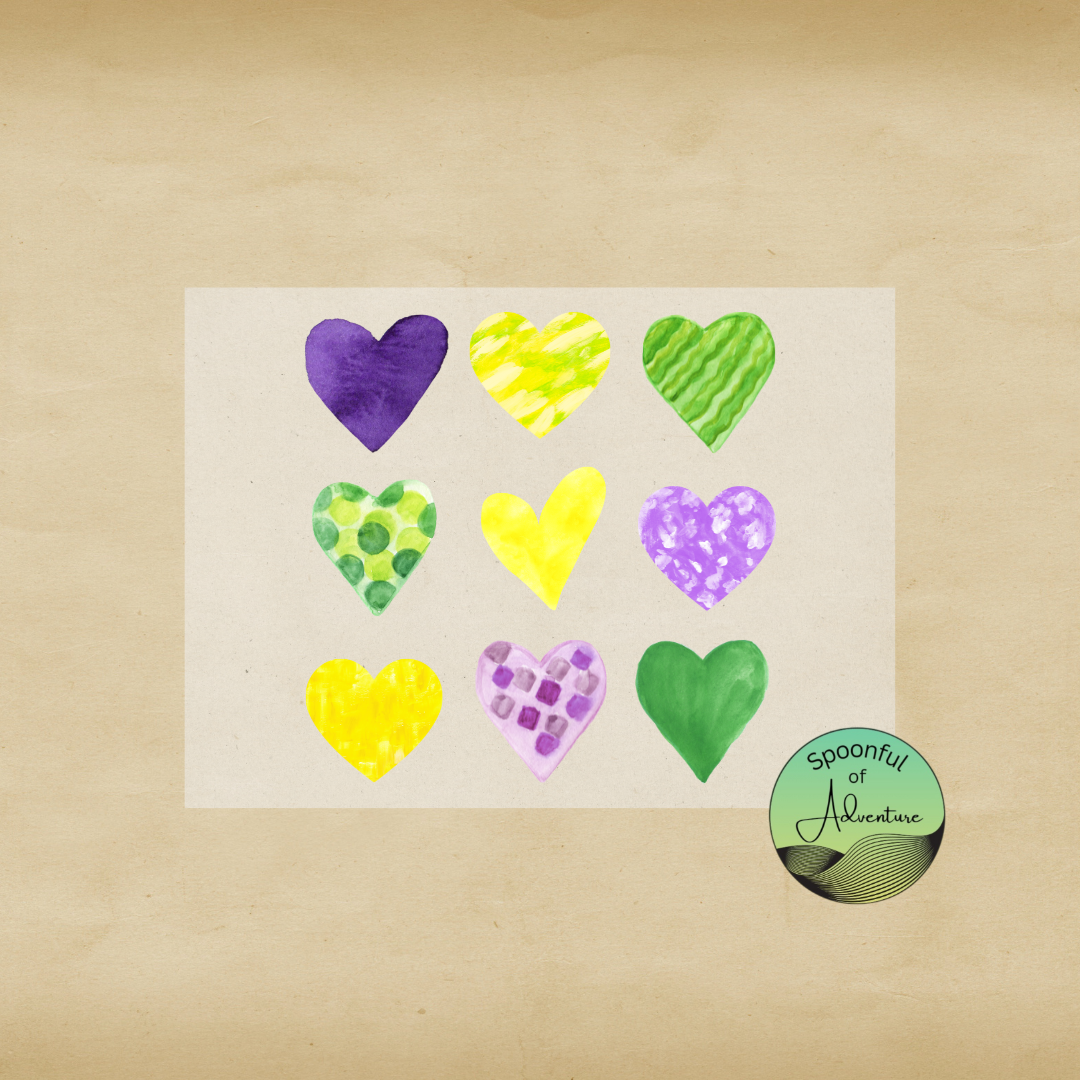Ready to Press - Purple, Green and Gold Hearts