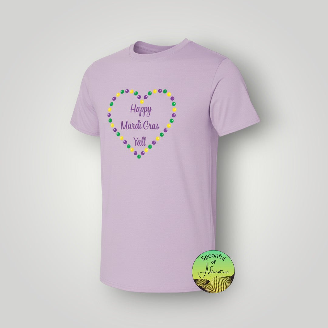 T-Shirt - Mardi Gras Beads Heart Shape