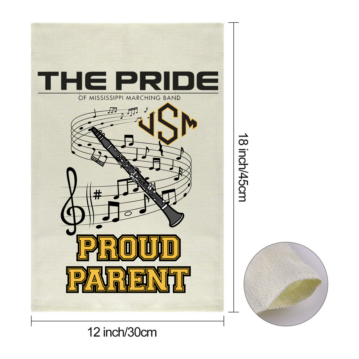 Personalized Garden Flag: The Pride of USM with Music Notes