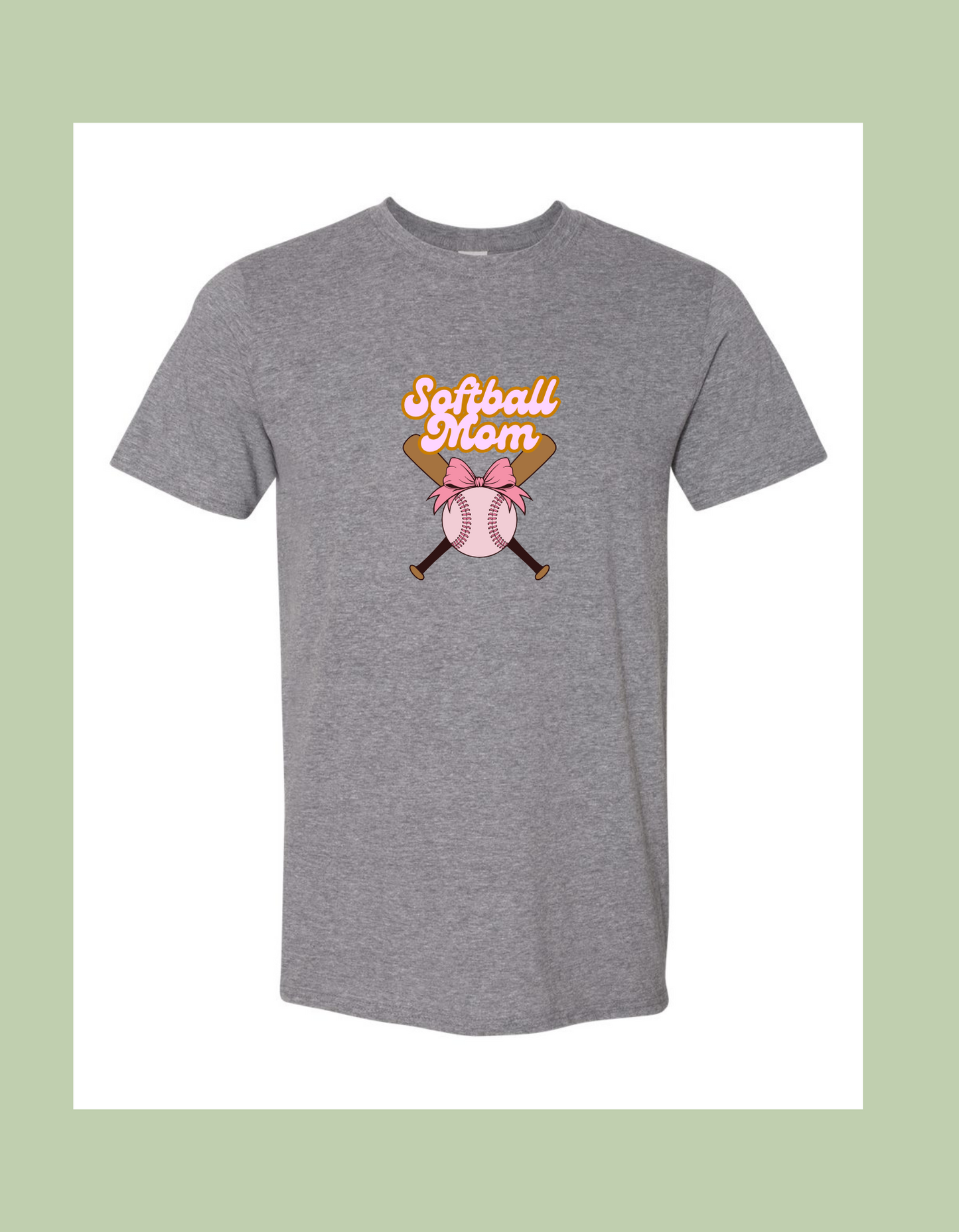 T-Shirt - "Softball Mom" with Bat, Ball & Bow