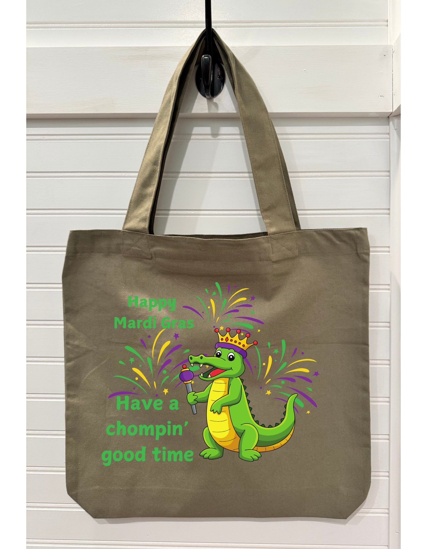 "Happy Mardi Gras Have a chompin' good time" Canvas Tote