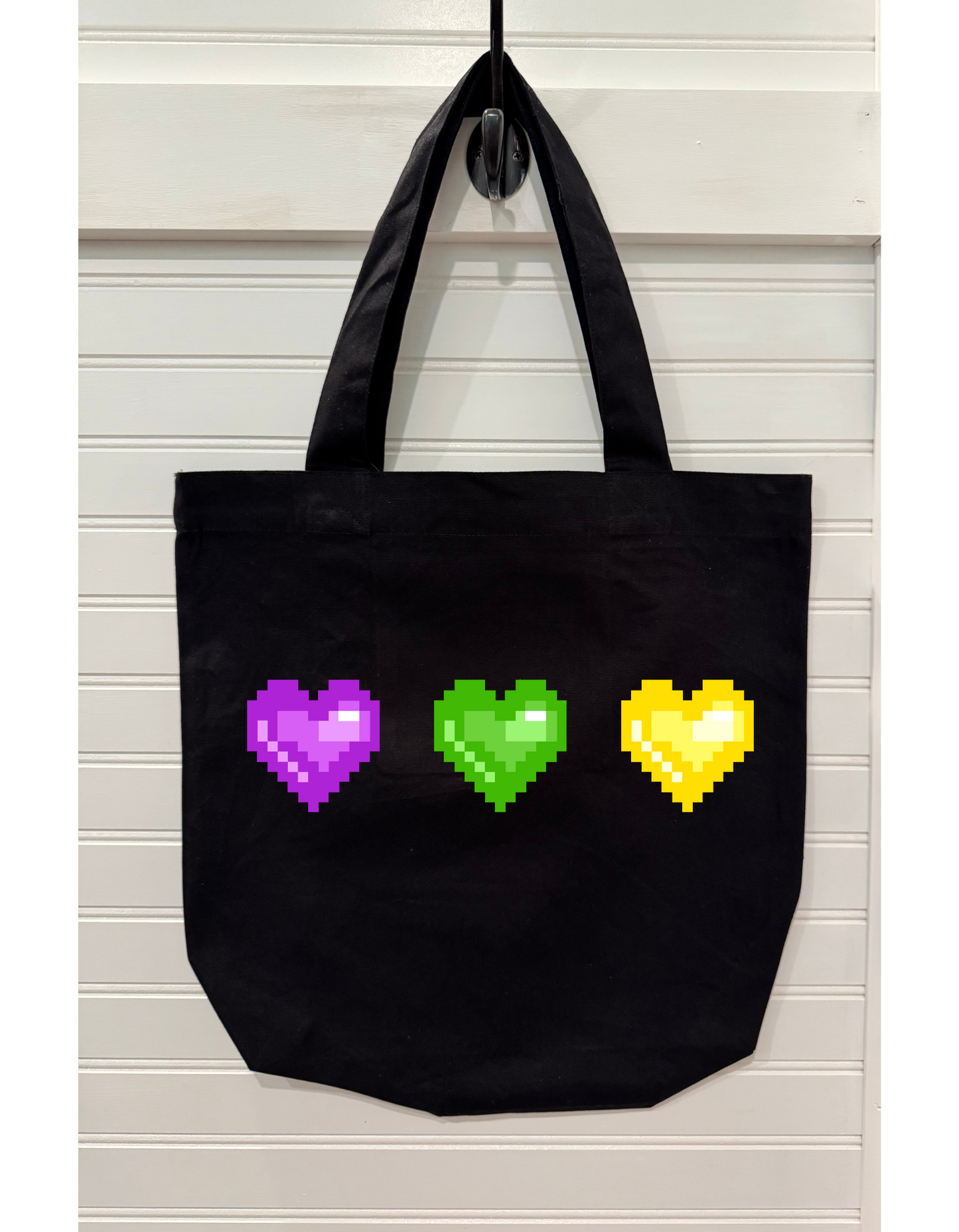 Purple, Green & Gold Heart Canvas Tote
