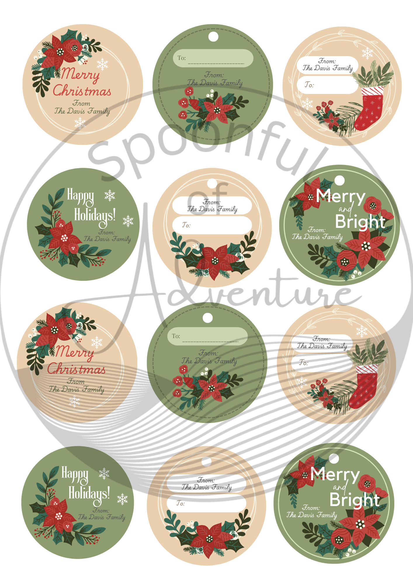 Poinsettia Gift Labels