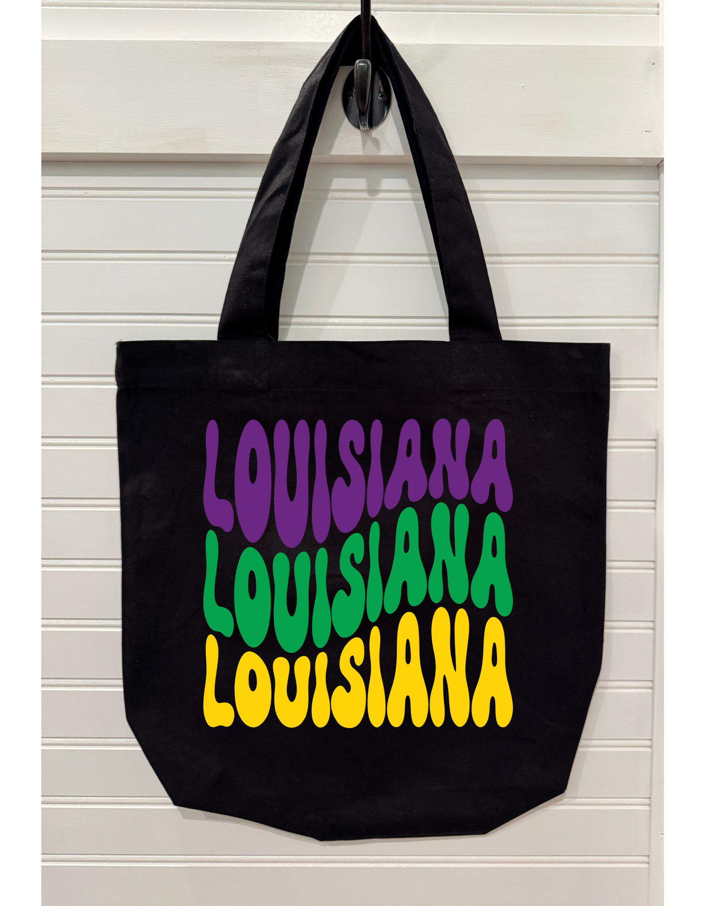 "Louisiana" in Purple Green and Gold Canvas Tote
