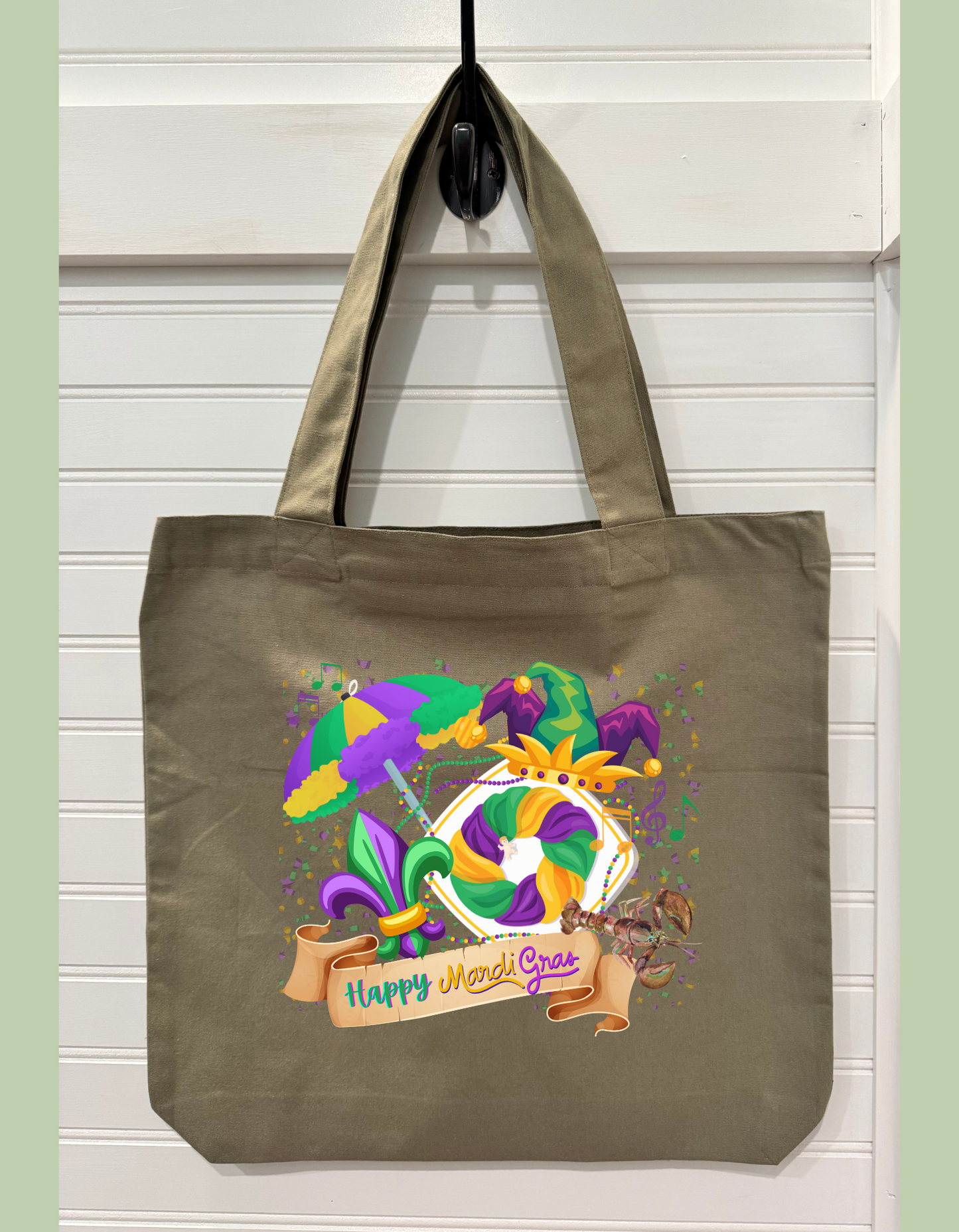 "Happy Mardi Gras" Canvas Tote