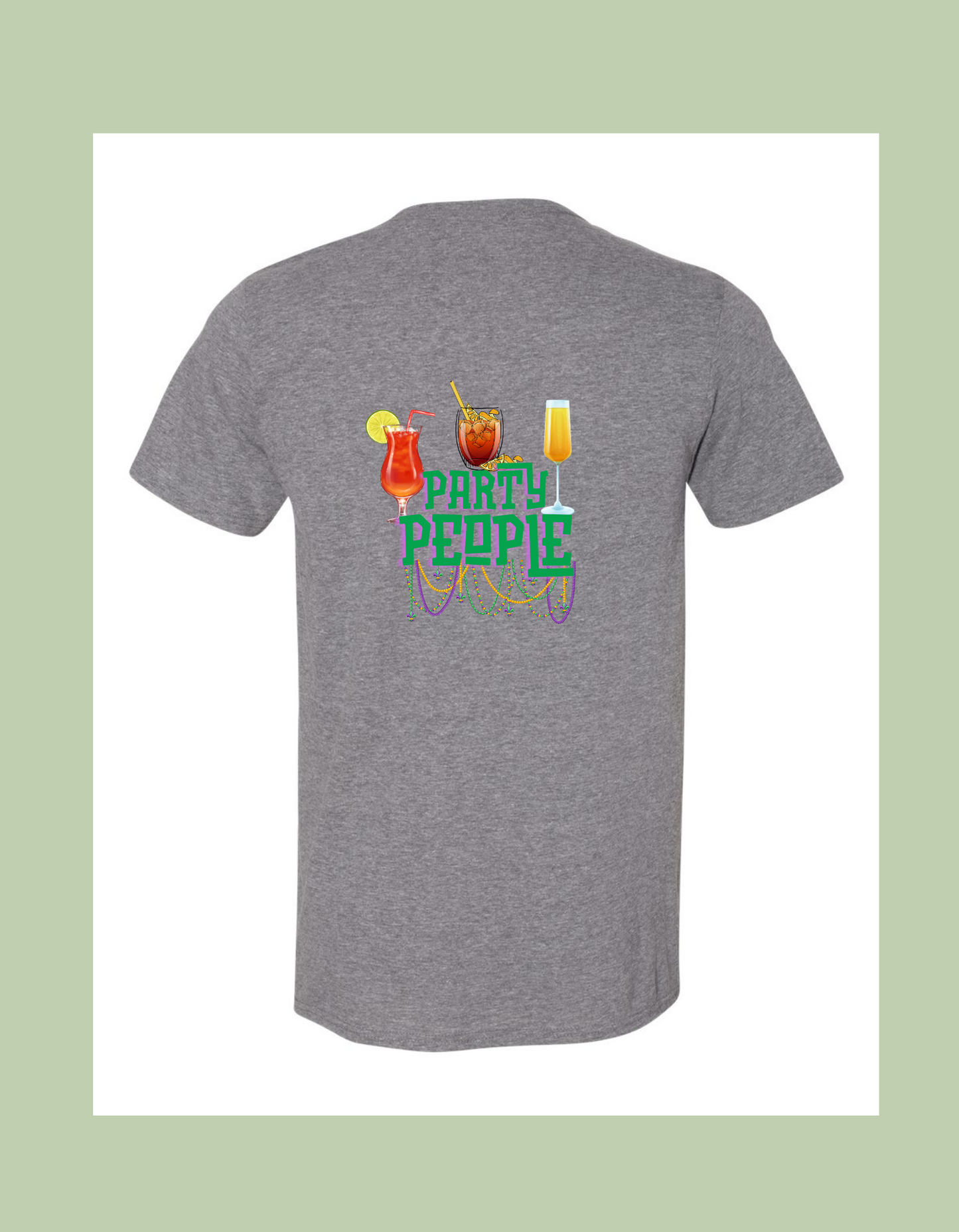 T-Shirt - "Party People" Mardi Gras Beads and Drinks