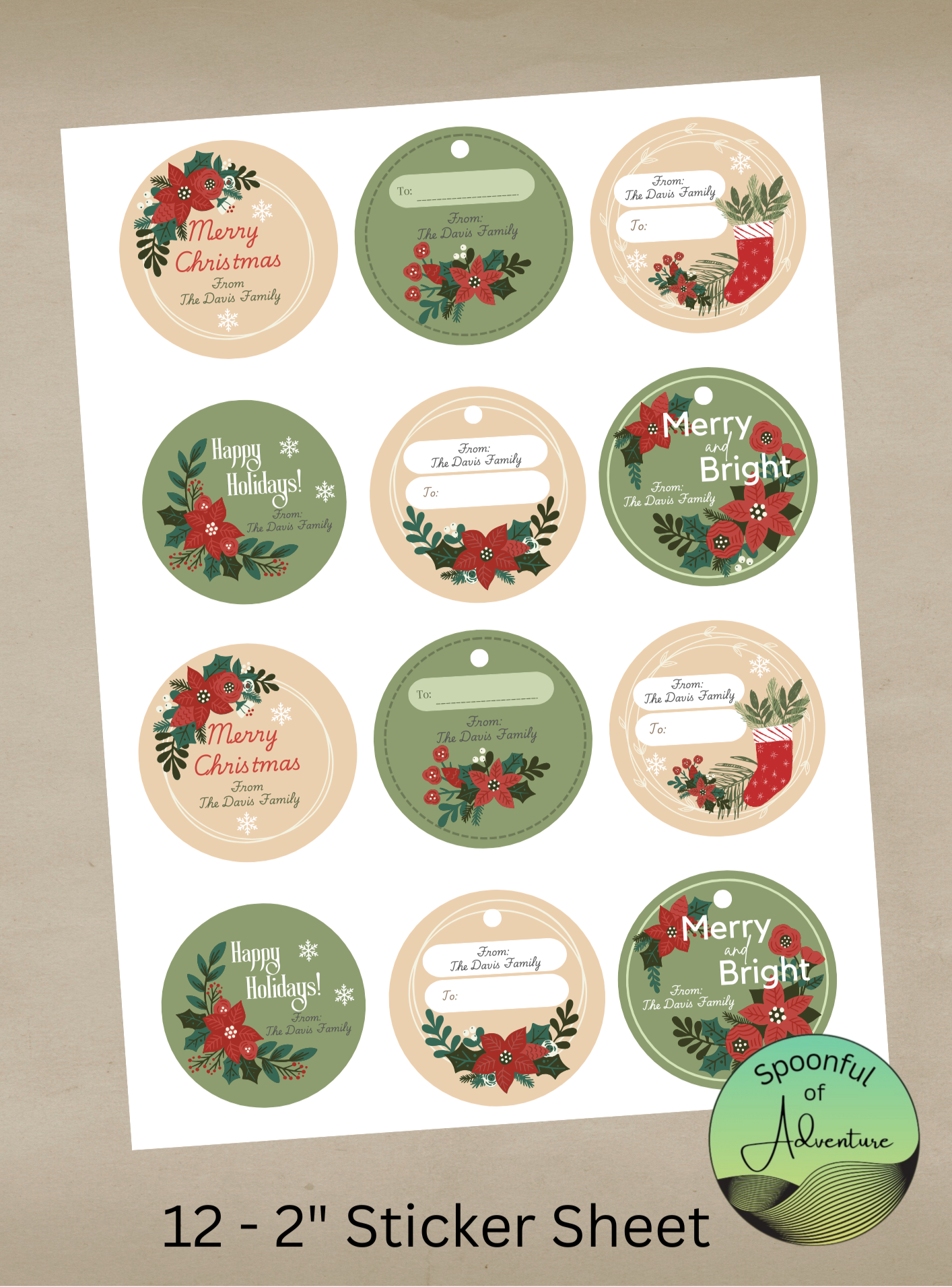 Poinsettia Gift Labels