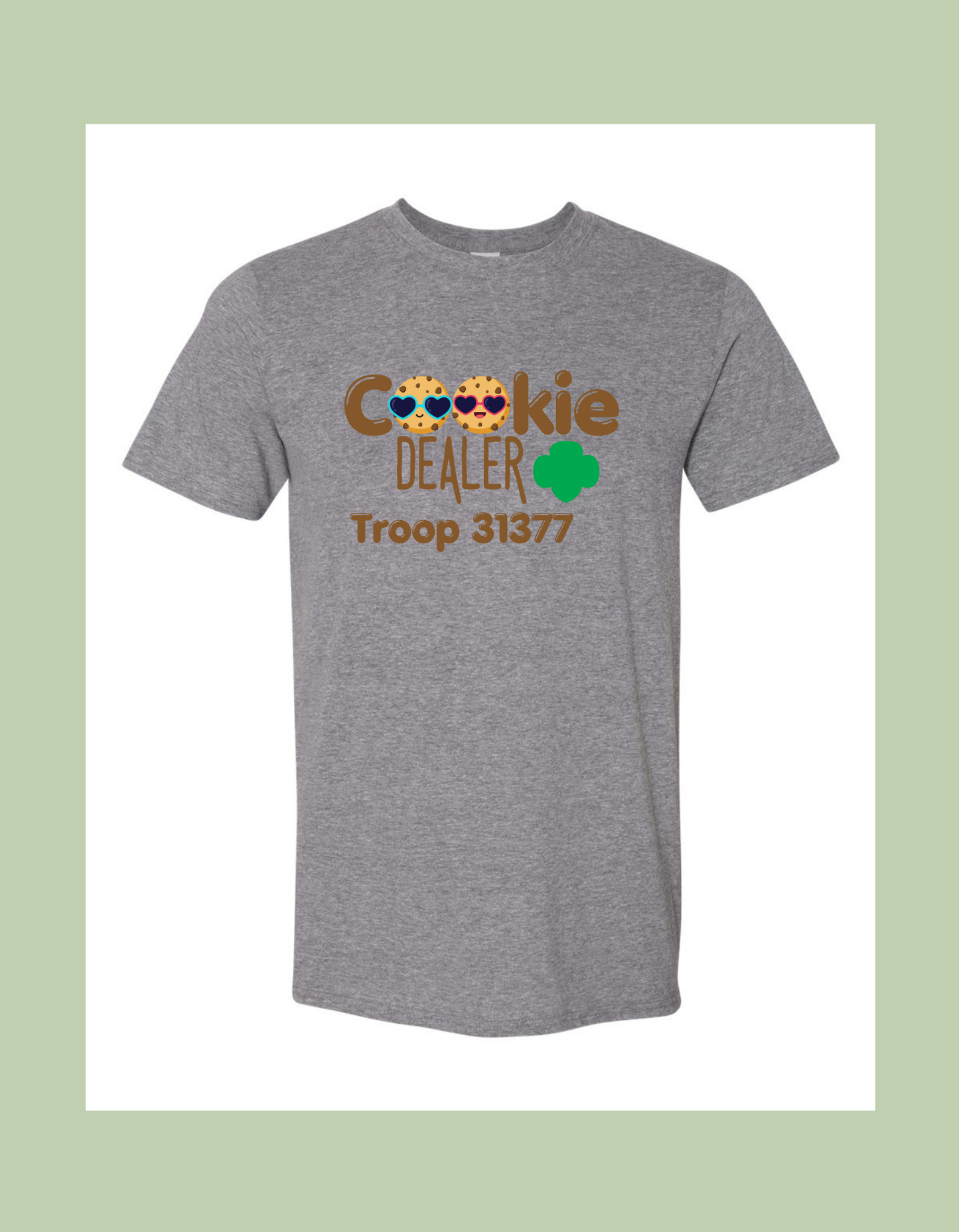 T-Shirt - "Cookie Dealer Troop #####" Cookies with Sunglasses Brown