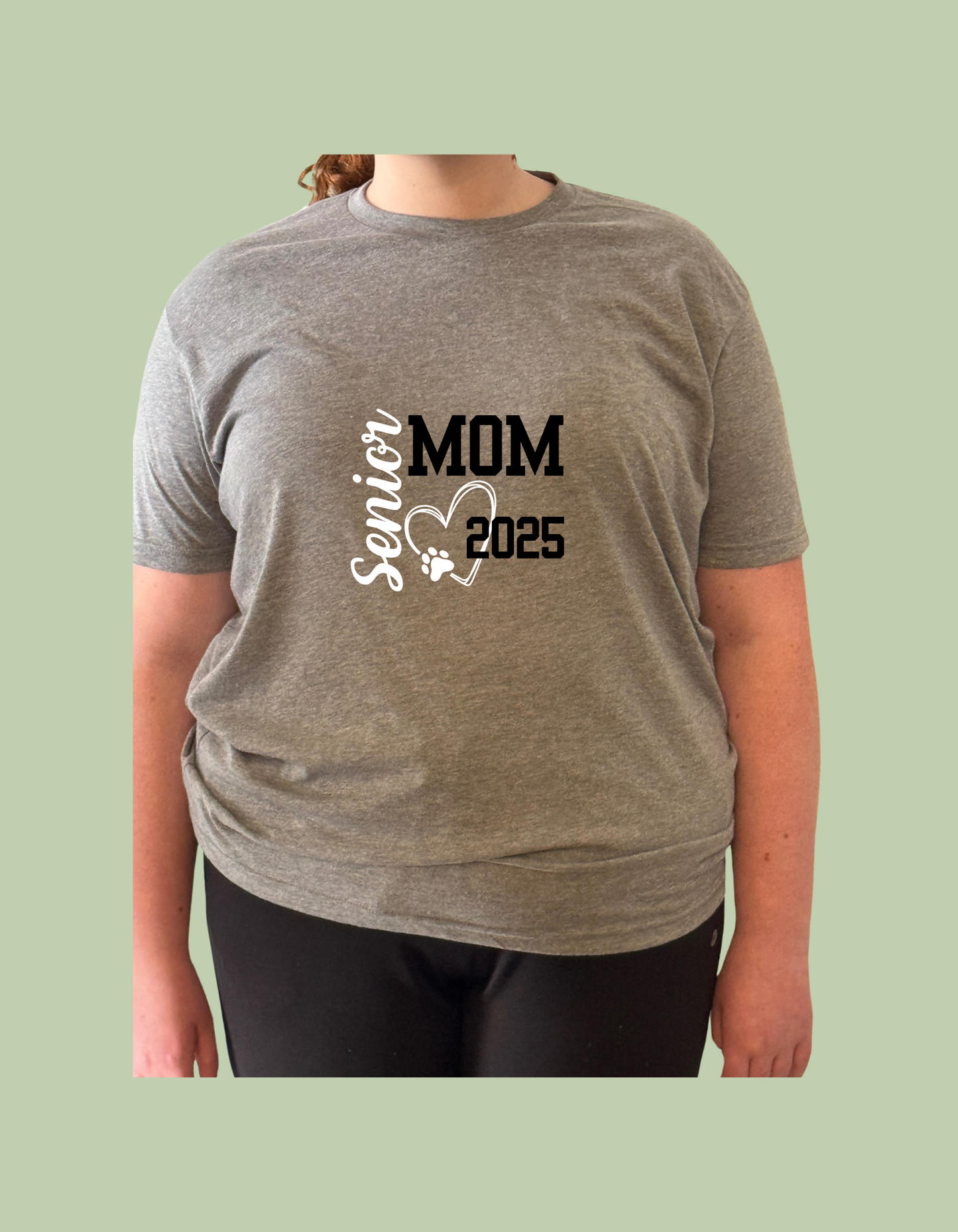 T-Shirt - "Senior Mom Class of 2025" with Heart & Paw Print
