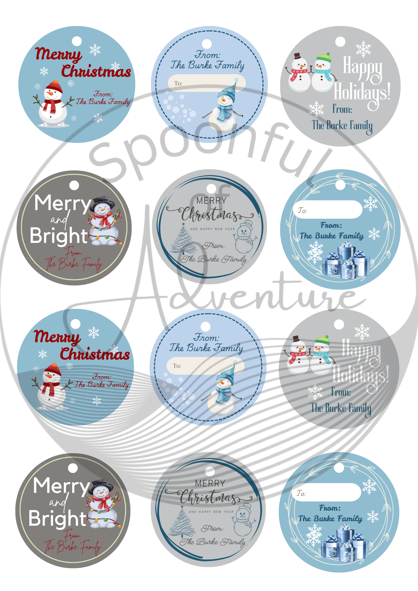 Snowman Gift Labels
