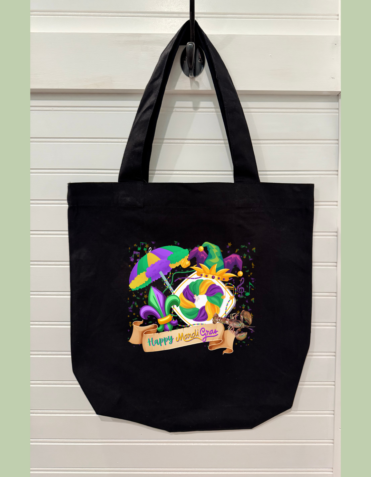 "Happy Mardi Gras" Canvas Tote