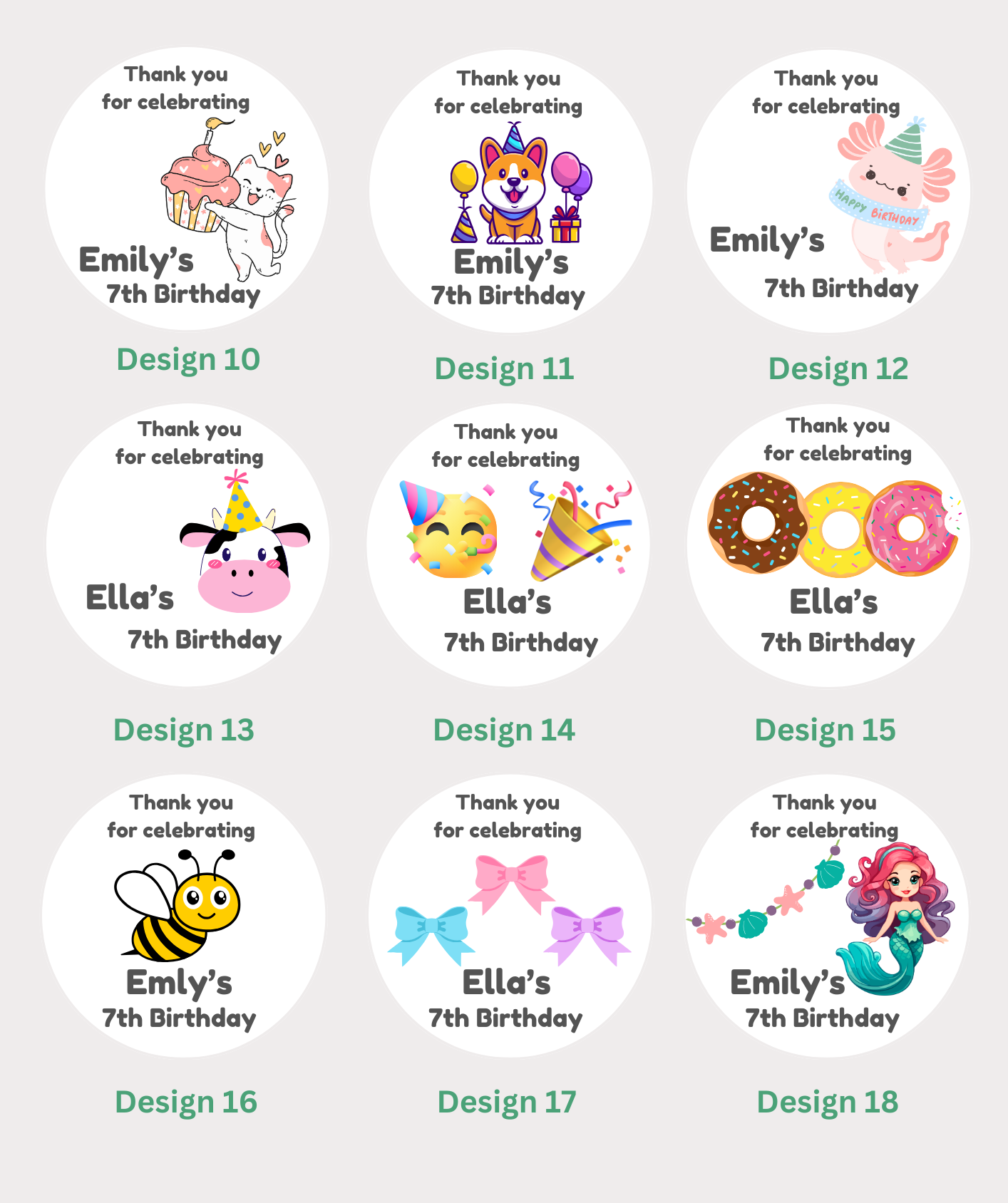 Birthday Party Thank You Stickers