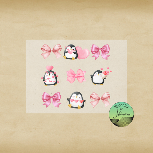Ready to Press - Bows and Penguin 3x3 Sheet
