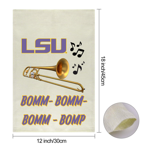 Personalized Garden Flag: "BOMM - BOMM - BOMM - BOMP" with Instument