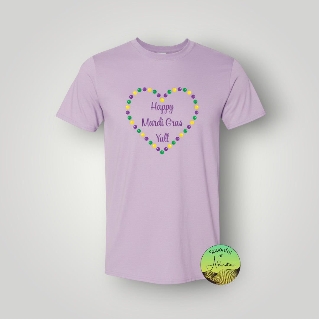 T-Shirt - Mardi Gras Beads Heart Shape