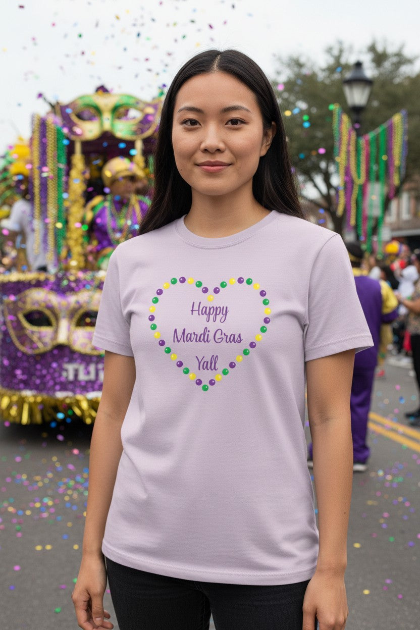 T-Shirt - Mardi Gras Beads Heart Shape
