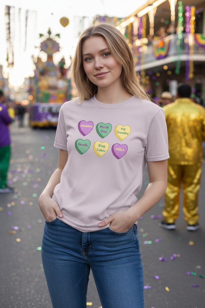 T-Shirt - Mardi Gras Hearts