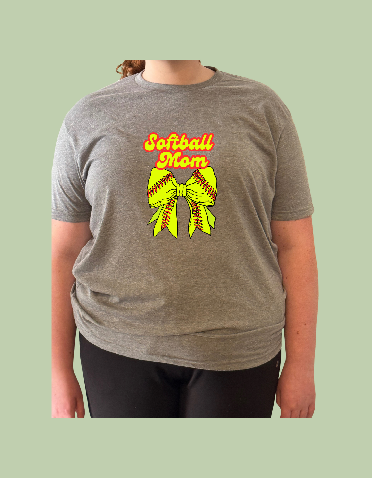T-Shirt - "Softball Mom" with Bow