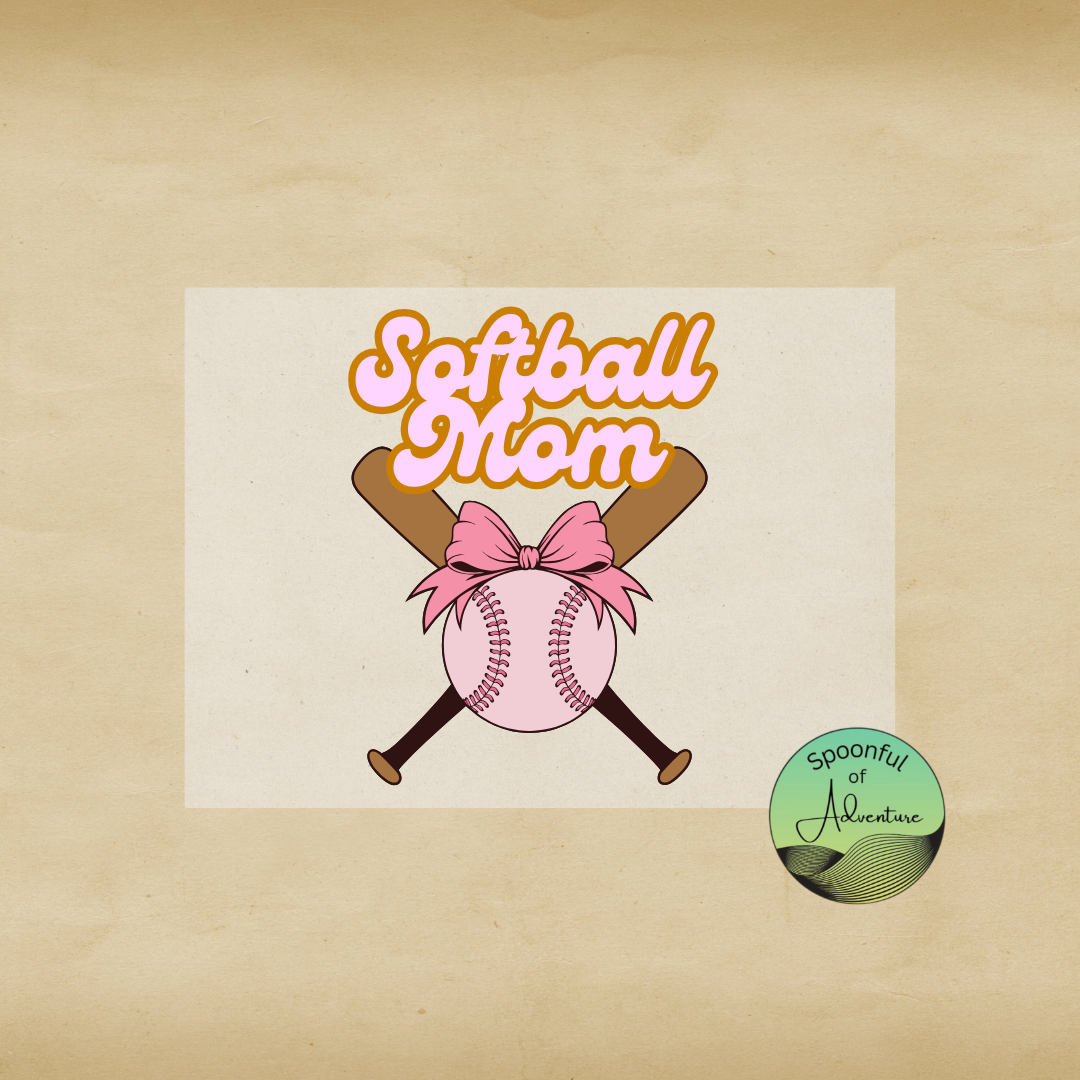Ready to Press - Softball Mom with Bat, Ball & Bow